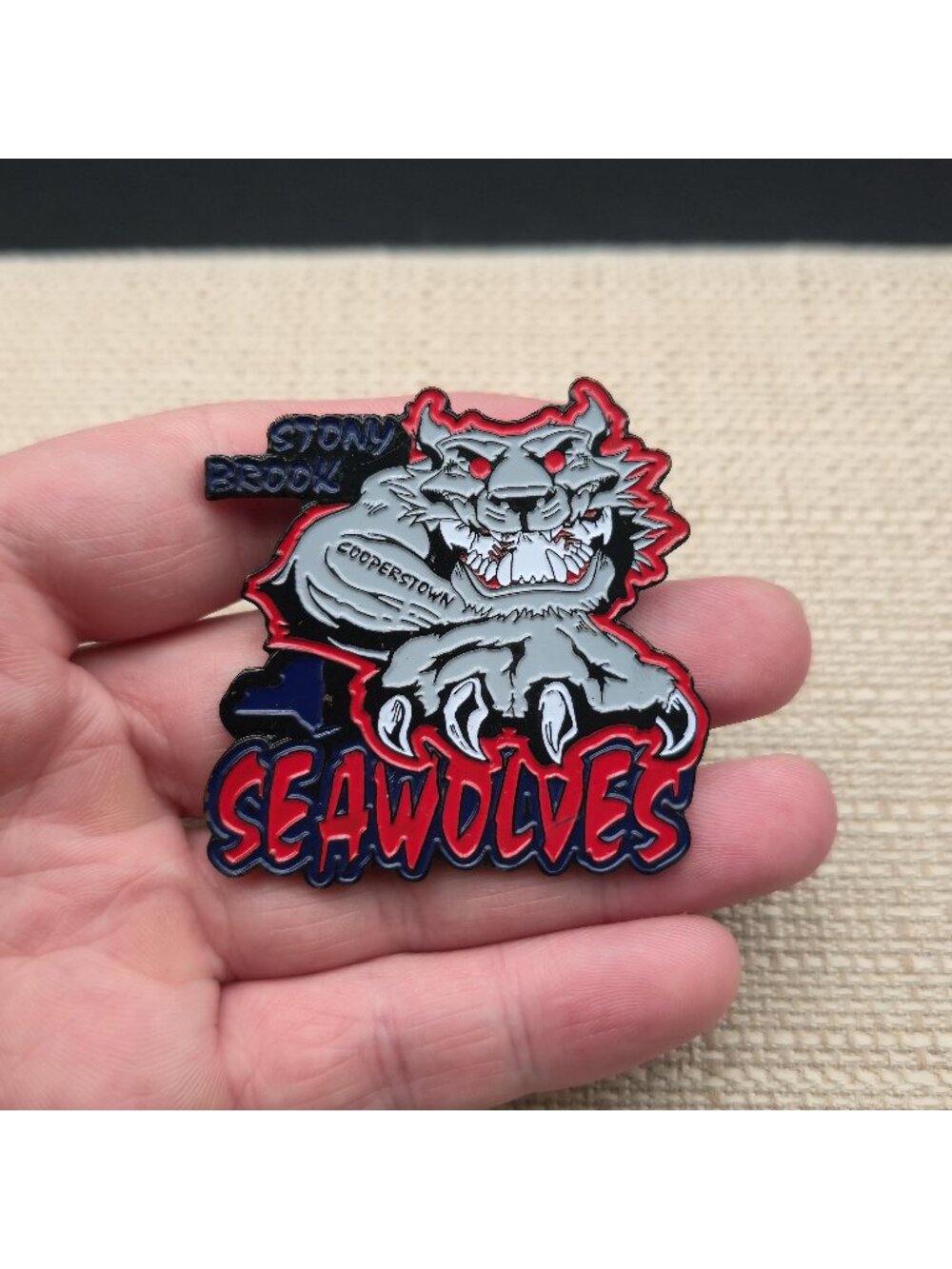 Stony Brook Seawolves Cooperstown Baseball Trading Pin B1443